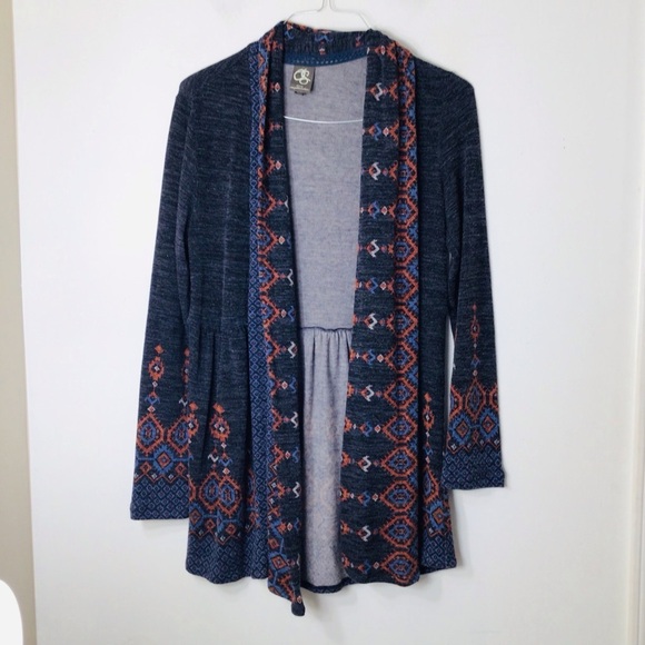 Anthropologie cardigan sweater Aztec long knit women grey One September medium - Picture 1 of 11
